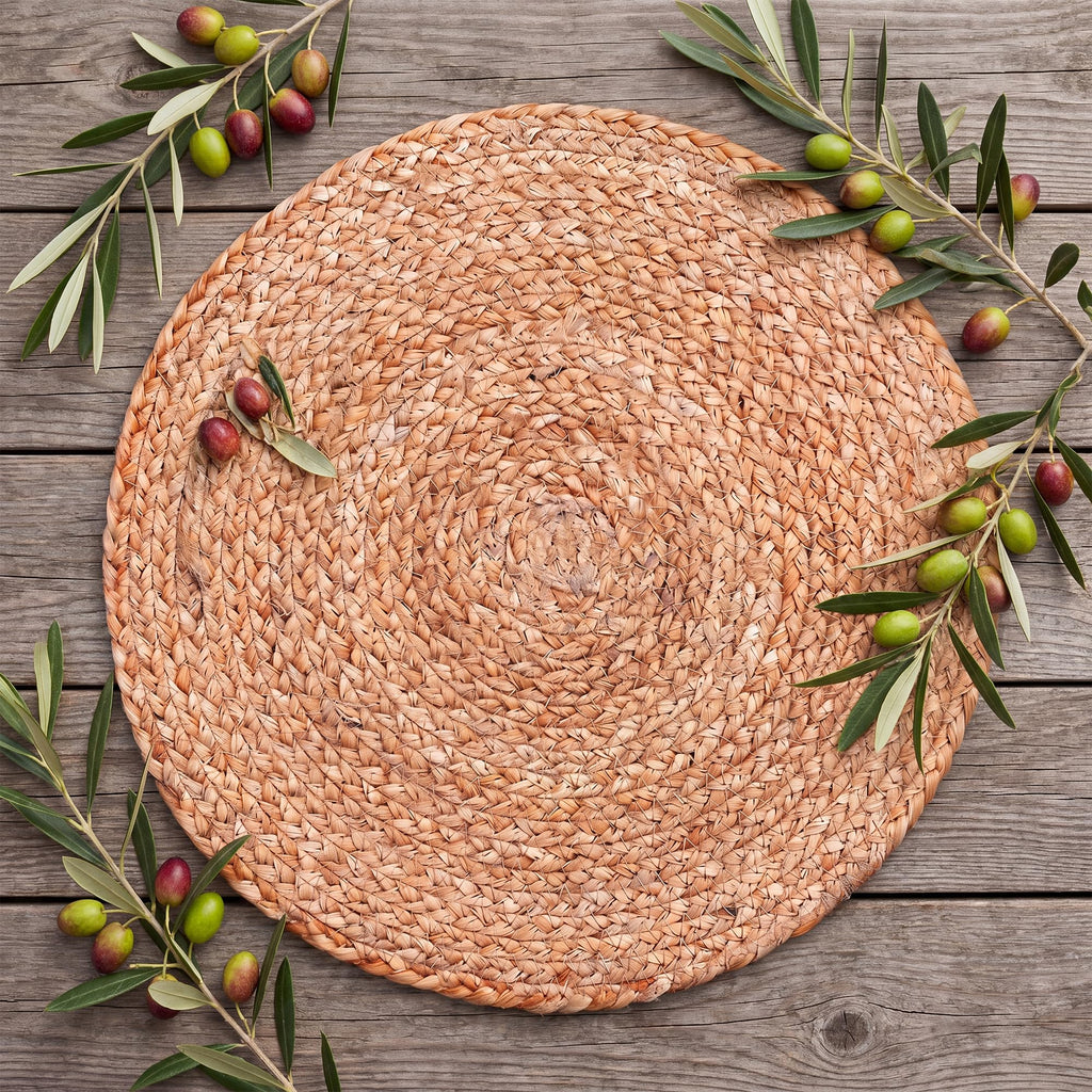 Round Jute Placemats, Set of 16, 13 Inch