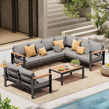Aluminum Outdoor Patio Furniture Set 8 Seats, Outdoor Sectional Corner Sofa