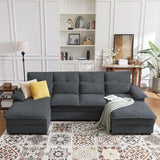110" Comfy Cloud Couch Sectional Sofa with Lumbar Pillows