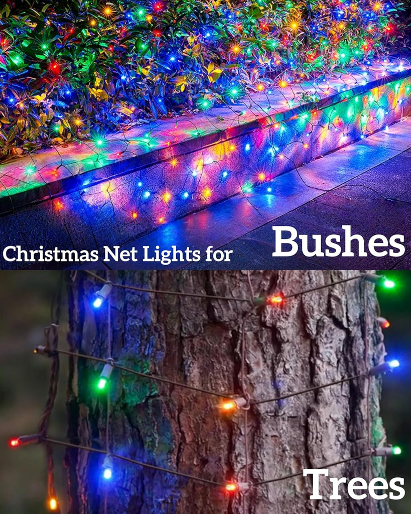 Led Christmas Net Lights for Bushes, 132LED 6FT x 6FT Connectable UL Certified Net Lights for Bushes Tree Shrubs Xmas
