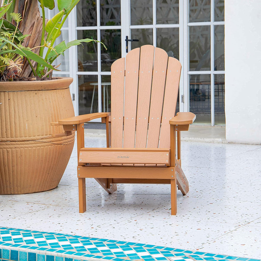 Adirondack Chair with Cup Holder, All-Weather Plastic Patio Chair for Garden&Outdoor Fire Tables, Fade-Resistant