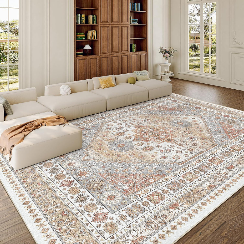 8x10 Area Rugs,Large Washable Rug,Orange