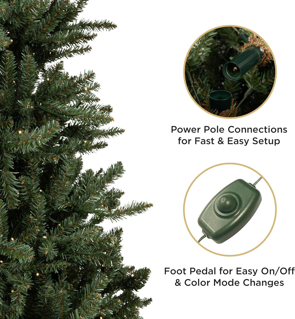 7 ft Pre-Lit Blue Spruce Christmas Tree, Warm White Lights
