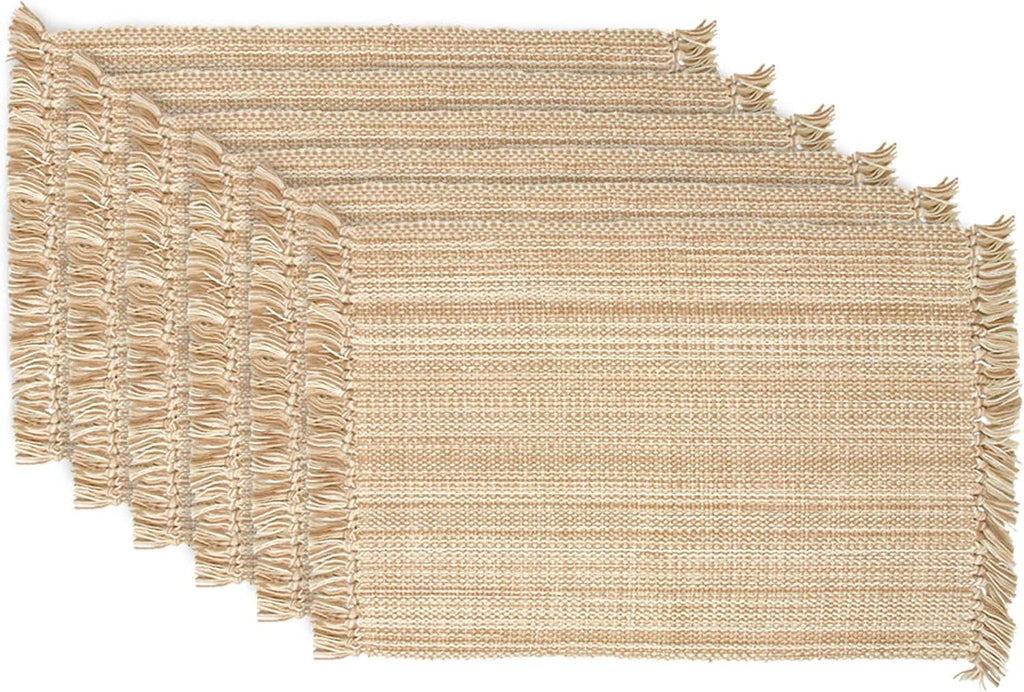 Variegated Tabletop Collection, Placemat Set3x19, Taupe, 6 Piece