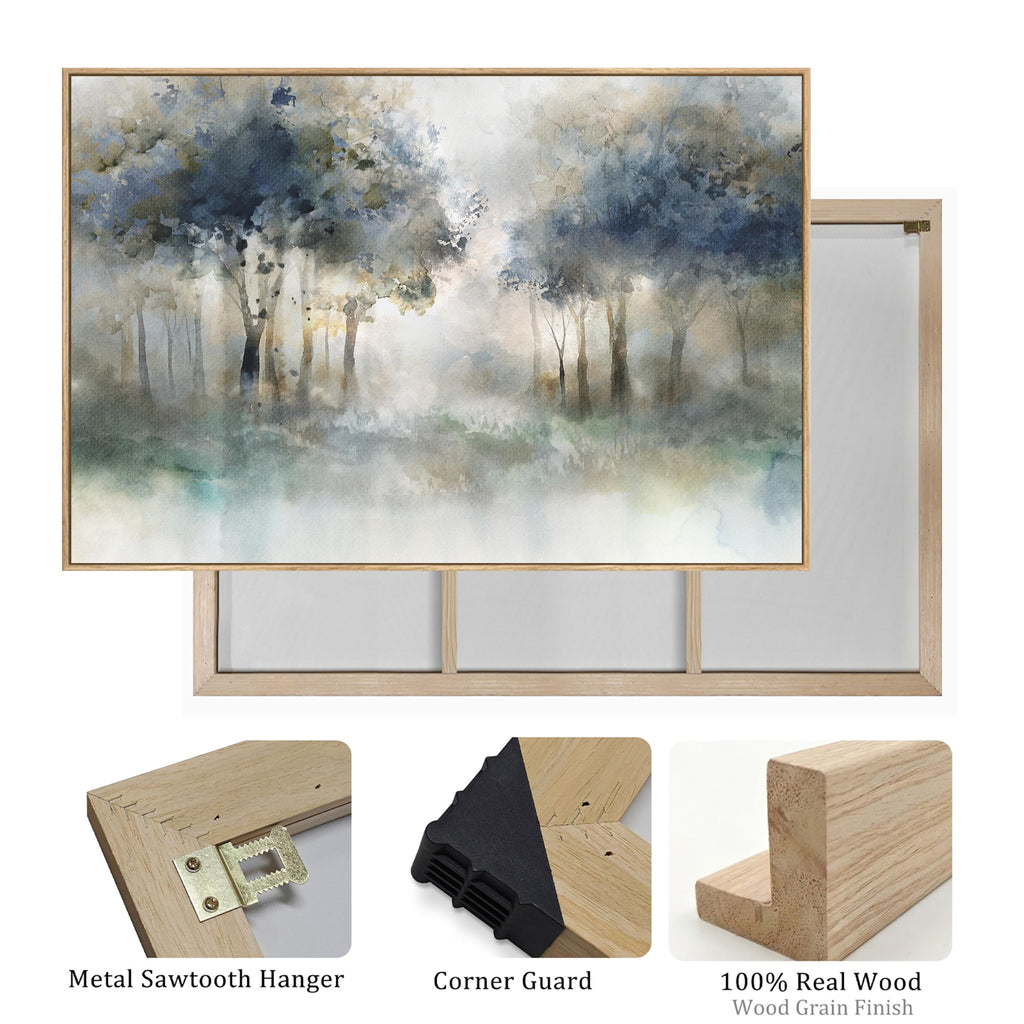 Large Framed Abstract Nature Landscape Wall Art, 32x48 in