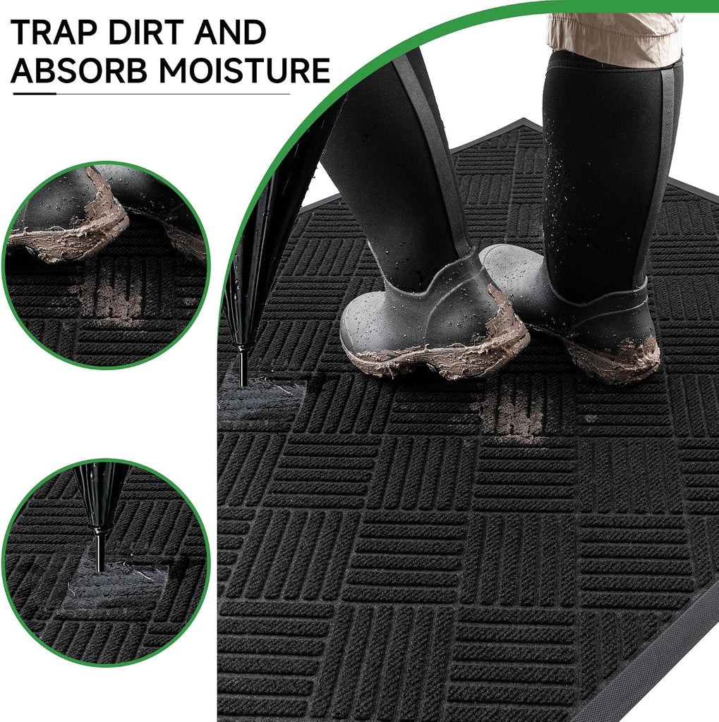 Front Door Mat, Heavy Duty Indoor Outdoor Doormat, 48" x 36" Low Profile Outdoor Mats Entrance, Stain and Fade