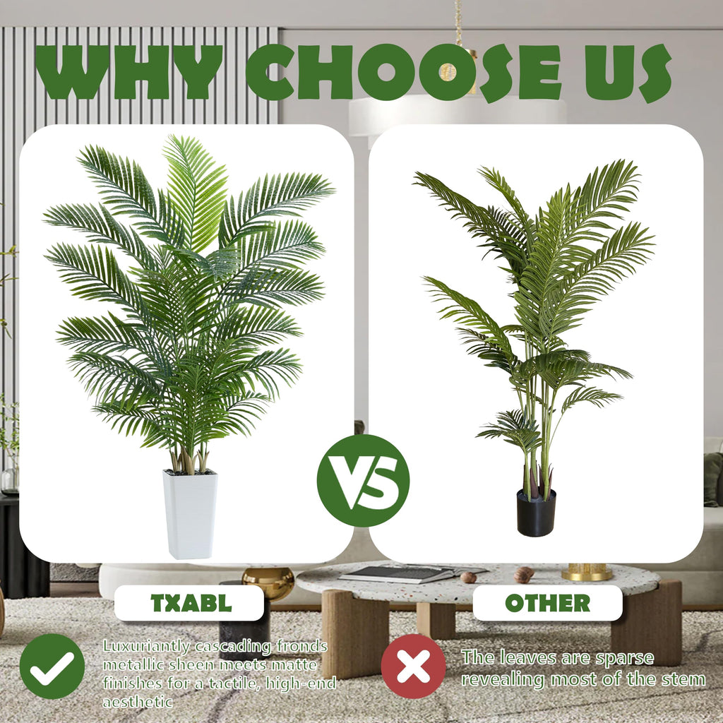 Artificial Palm Tree, 6FT Tall Faux Plants Indoor with White Planter