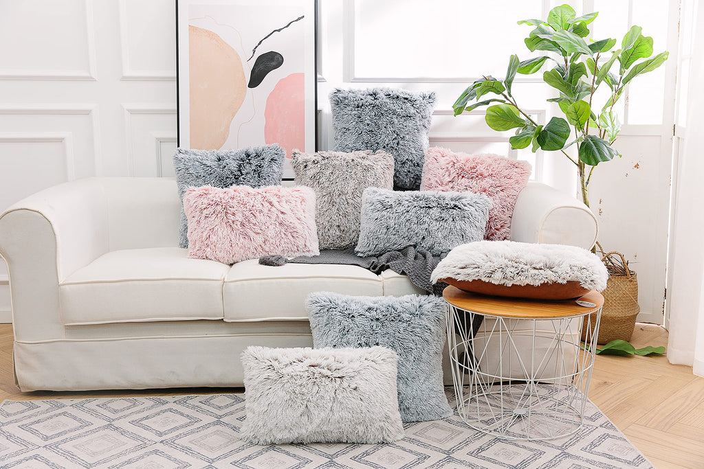 Faux Fur Throw Pillow Covers for Couch Decorative Pillows 22x22 Inches