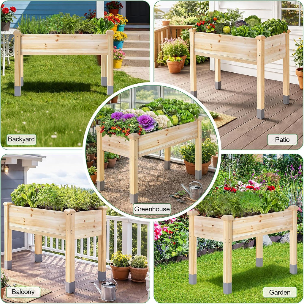 331lb Capacity Wooden Raised Garden Bed Outdoors with Legs, Box of 1 | 48x24x31" Elevated Ergonomic Large Planter Box