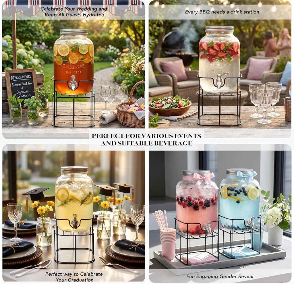 Sun Tea Mini Mason Jar with Lid, Glassware For Water, Juice, Beer, Wine, Liquor, Kombucha Iced Punch & Cold Drinks