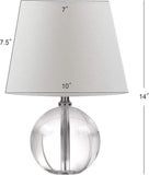Mable Modern Glam Clear Crystal 14-inch Bedroom Living Room Home Office Desk Nightstand Round Table Lamp (LED Bulb