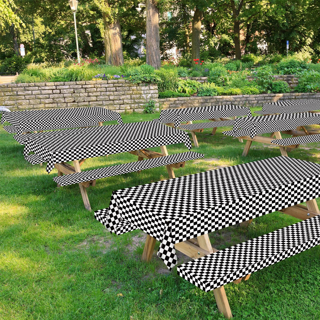 Black and White Checkered Tablecloth Roll 52 in x 100 Ft with Slide Cutter Black Checkered Table Cloth Roll Picnic