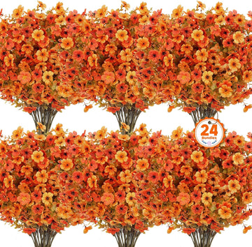 Artificial Fall Flowers Fake Mums Decorations, Mixed - Set of 24