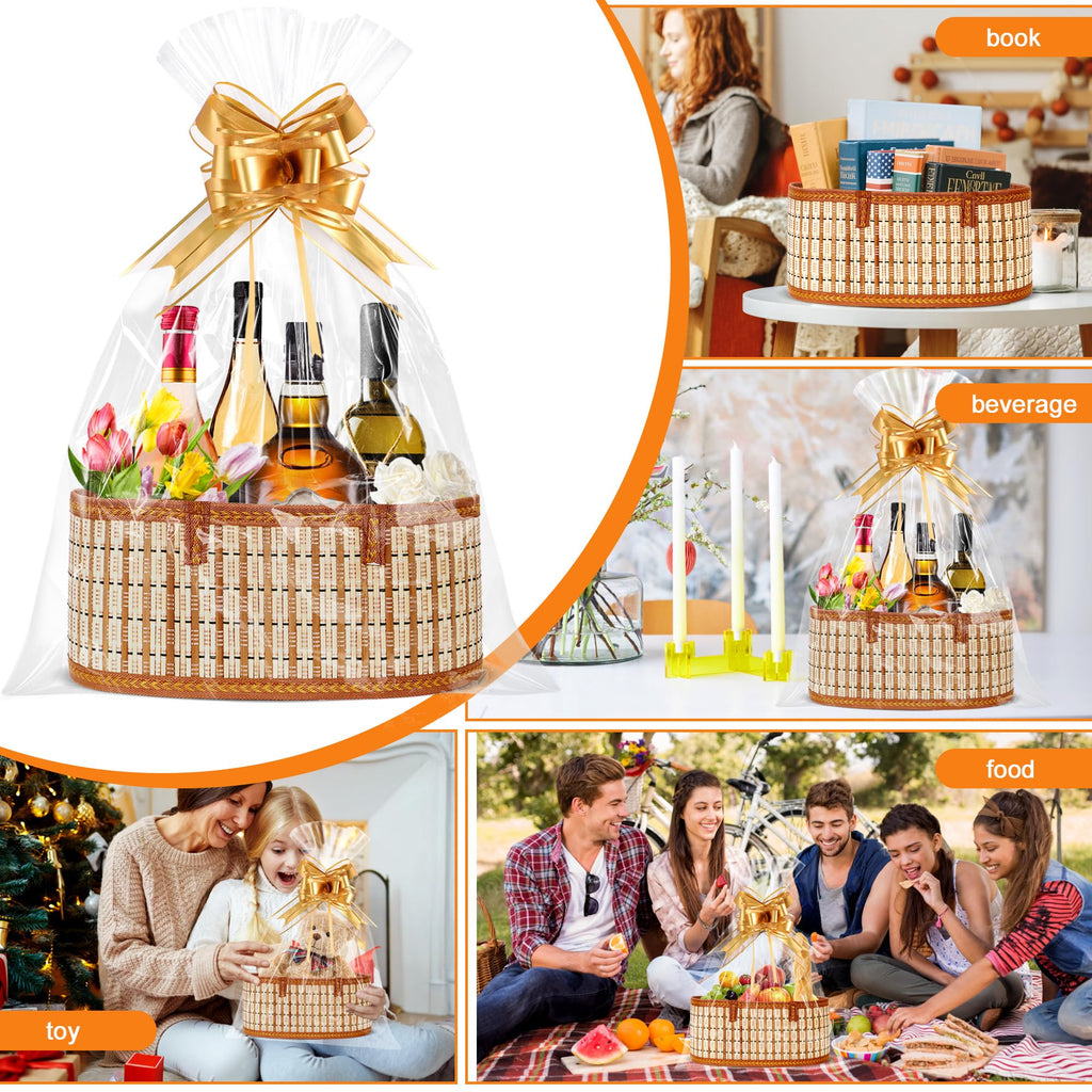 Bamboo Baskets for Gifts Empty, Large Woven Gift Basket Empty