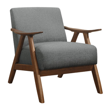 Mid Century Modern Accent Chair with Walnut Wood Frame, Gray