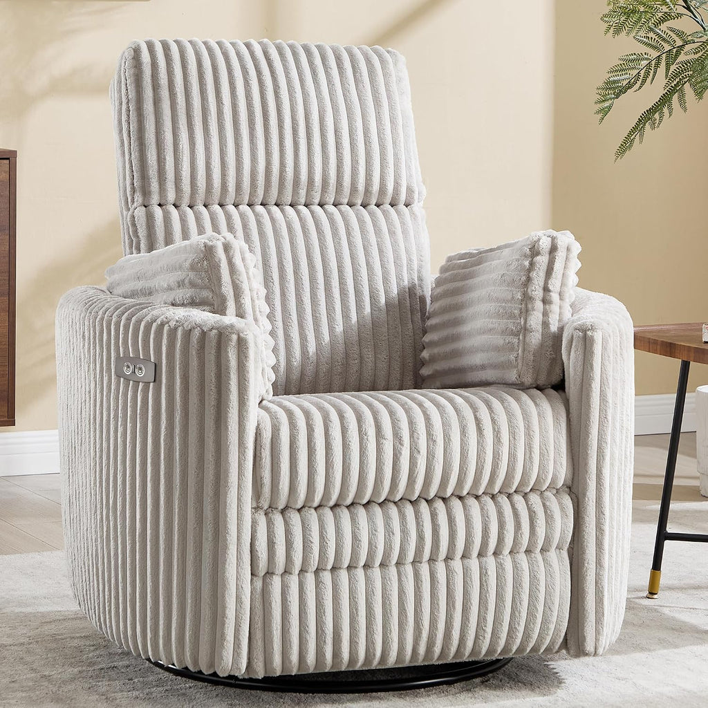 Power Recliner,Nursery Swivel Glider Rocking Chair with USB Port,Upholstered Adult Electric Recliner Rocking Chair