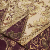 Luxury Rectangle Tablecloth 60 x 84 Inches, Elegant Damask Golden Floral Table Cover with Handmade T