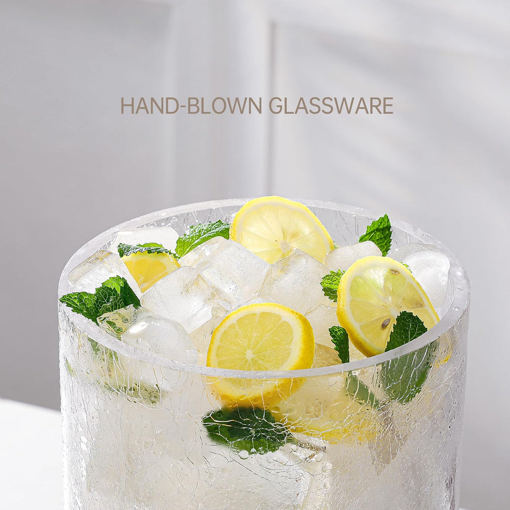 2 Gallon Glass Drink Dispenser with Stand, Beverage Dispenser with Wood Lid and Stainless Steel Spigot, Glass Water