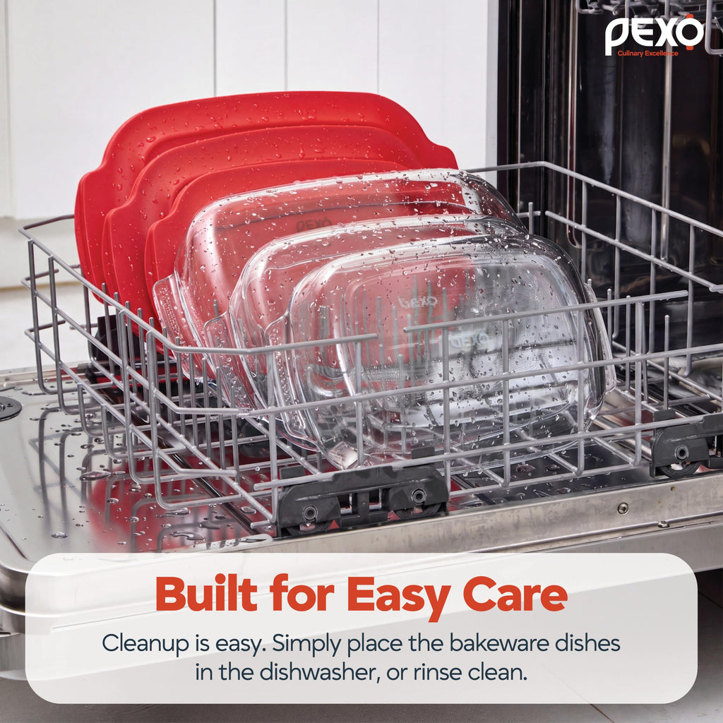 6-Piece Deep Glass Baking Dishes with Plastic Lids, Clear Glass Bakeware with Silicone Handles, (2.11QT, 3QT, 4.12QT)