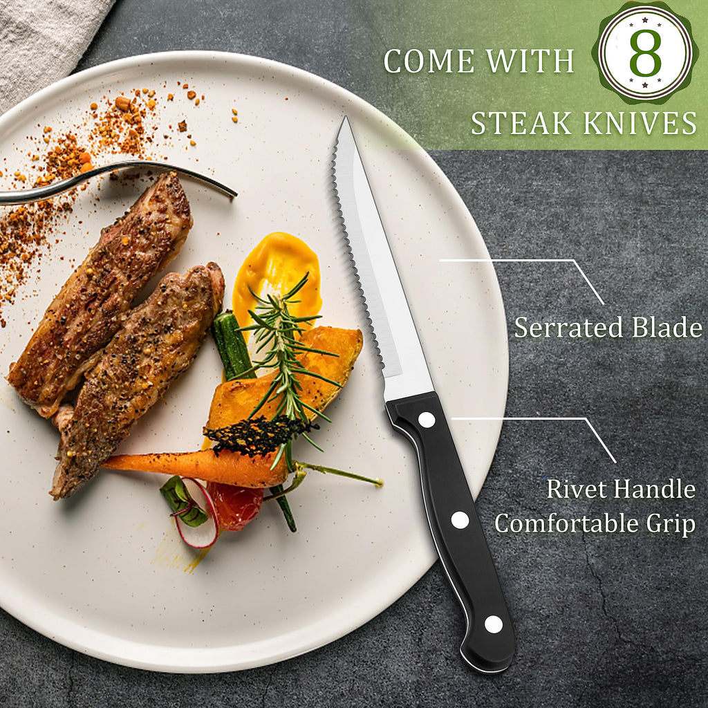 48-Piece Silverware Set with Steak Knives, Stainless Steel Flatware