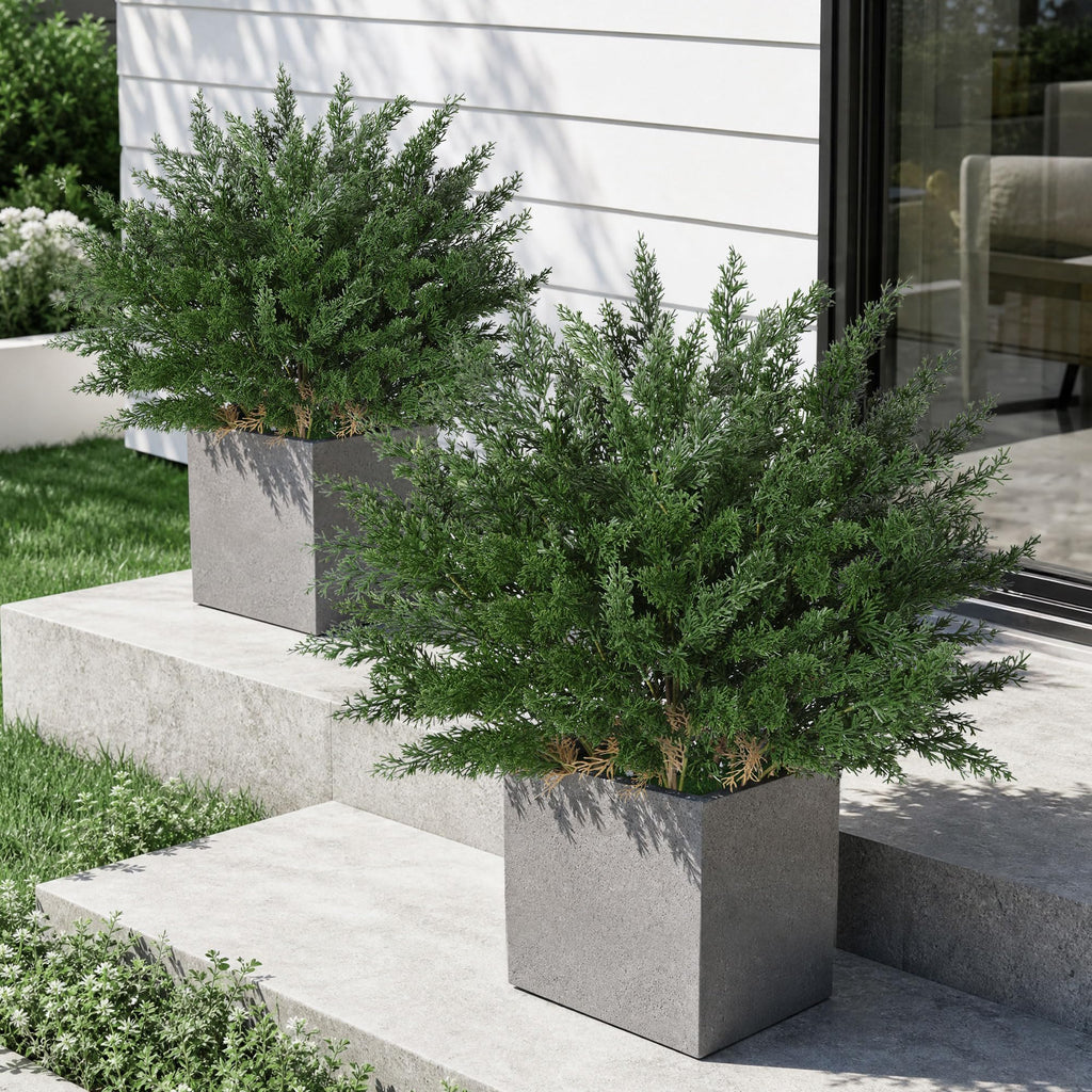Cedar Stems Fake Plants Artificial Plants Outdoor Decor, 4 Bundles Cedar Branches Realistic Artificial Greenery for