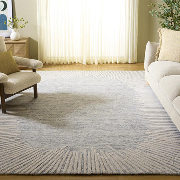 Abstract Collection Area Rug - 11' x 15', Grey & Ivory, Handmade Wool, Ideal for The Living Room, Dining, Bedroom
