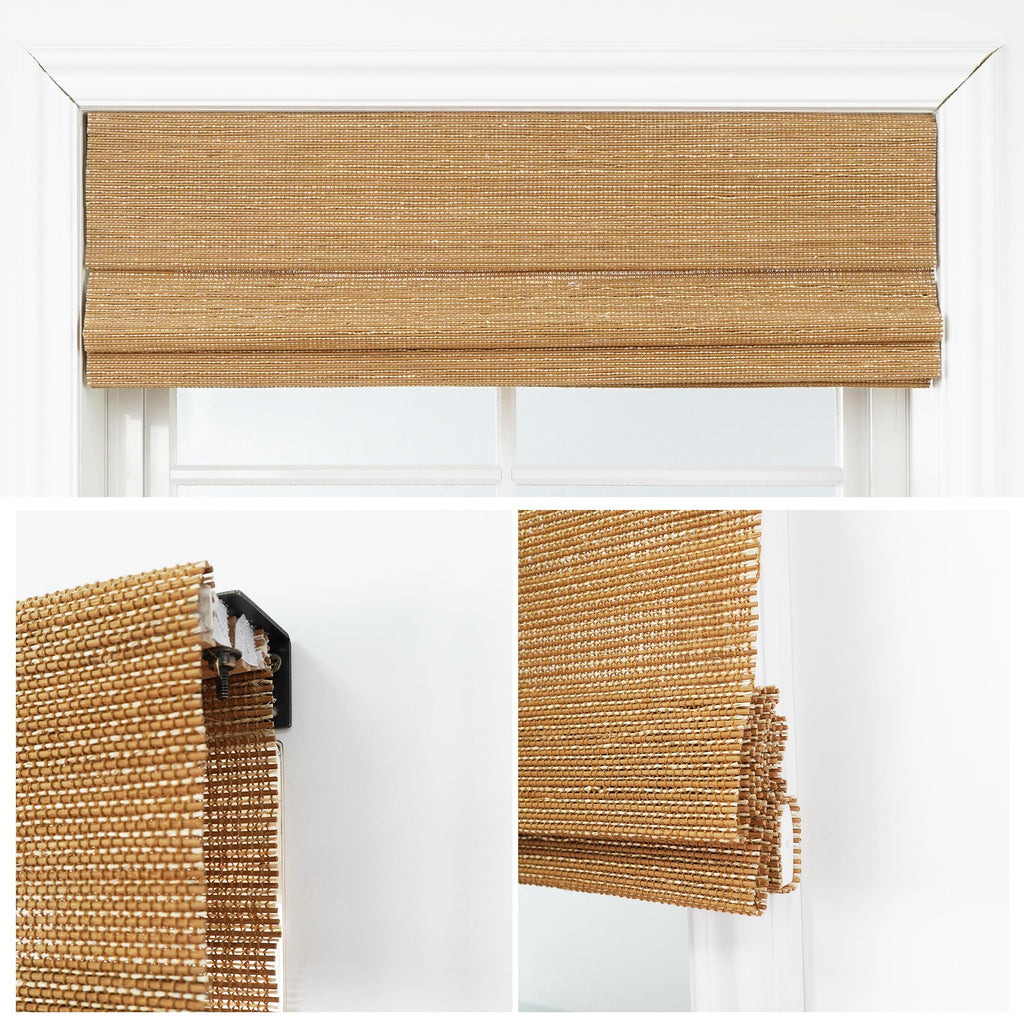 Motorized Bamboo Roman Shades, Motorized Blinds with Remote Compatible with Homekit, Alexa GoogleHome, Smart Wood