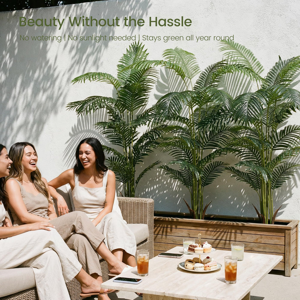 7ft 2-Pack Artificial Areca Palm Plants in Pots, 82.7in Fake Cane Palms
