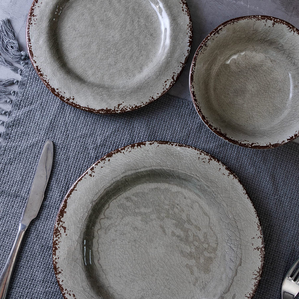 Farmhouse Melamine Dishes Dinnerware Set, Kitchen Dining Set for 4