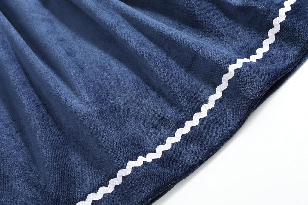 Baby and Girls Blue Velvet Silver Bows Smocked Ruffle Bishop Dress