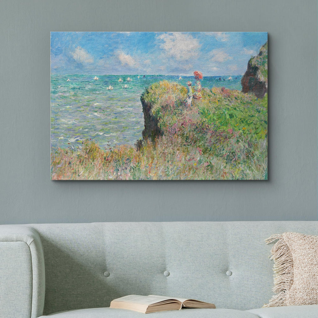 Claude Monet Cliff Walk at Pourville Impressionist Modern Art Canvas Art Home - 24x36 inches