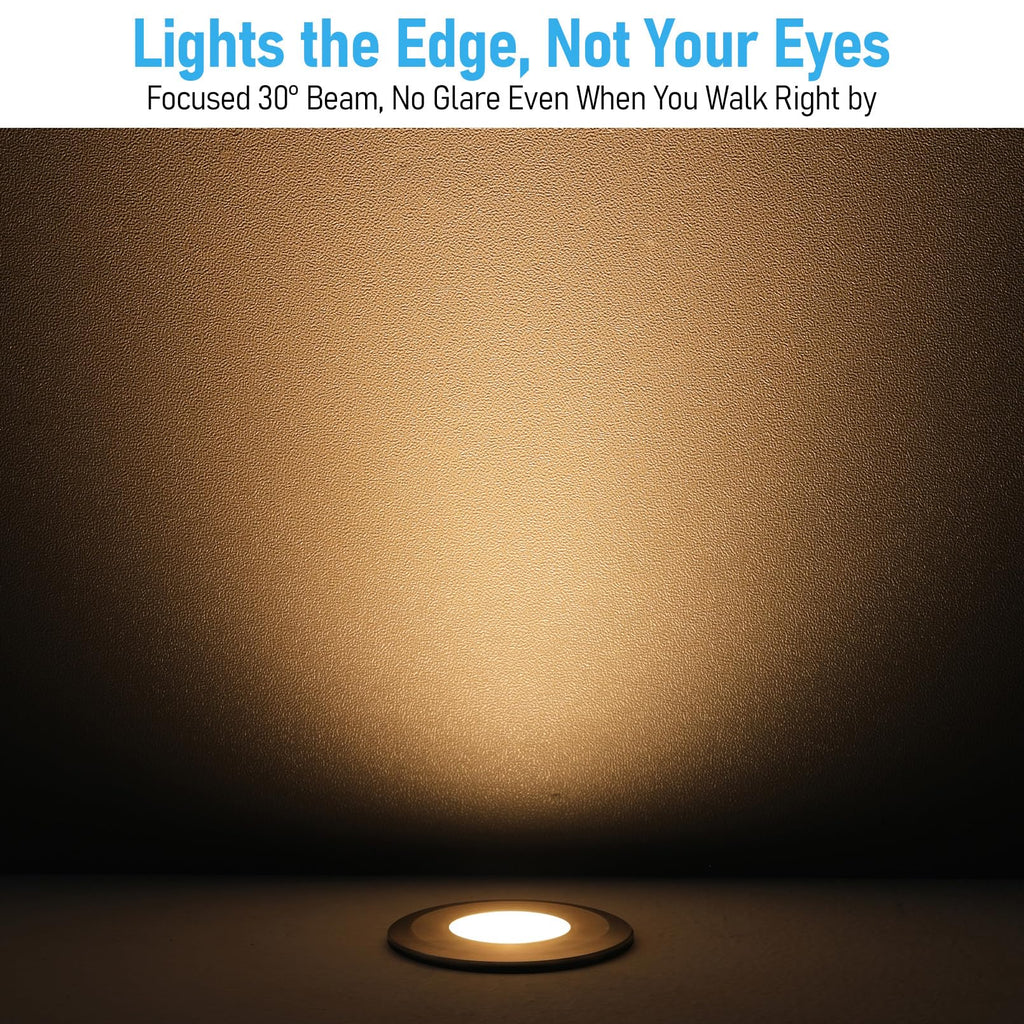 3000K Recessed Low Voltage Deck Light, Flat Round Aperture