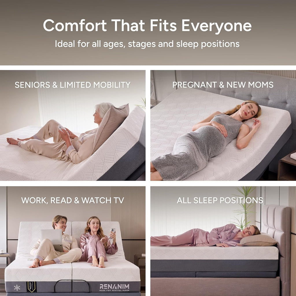 SF Queen Adjustable Bed Frame - Smart Frame with Wireless Remote for Head & Foot Incline - Electric Massage - 3