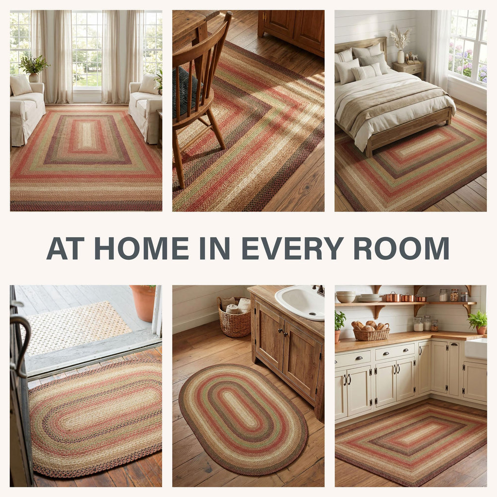 Gingerbread Braided Runner Rug Ideal as Kitchen Runner 22x72