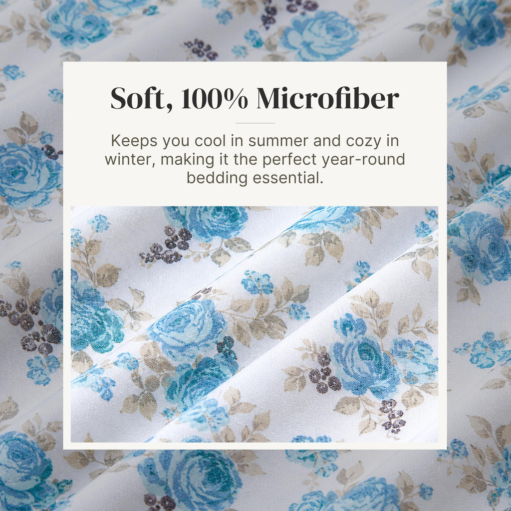 4-Piece Ultra Soft Microfiber Bed Sheets Set, Wrinkle Free Sheets with Deep Pockets Fitted Sheet, Flat Sheet &