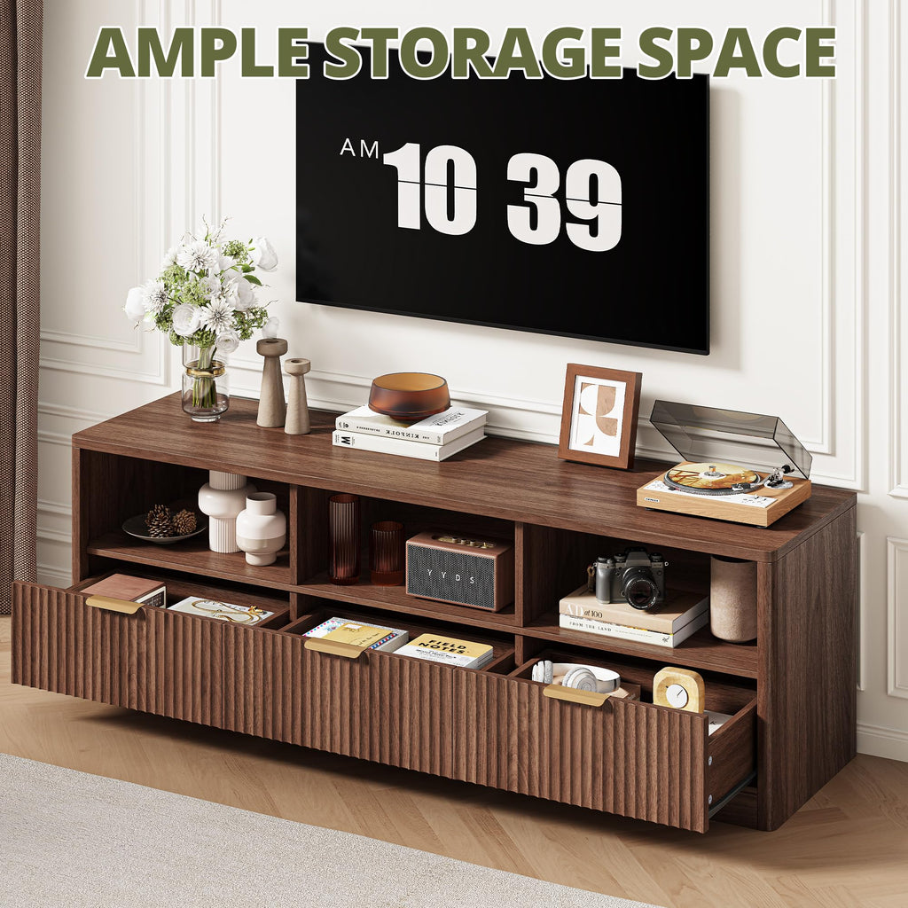 59" Fluted TV Stand for TVs Up to 65", Walnut