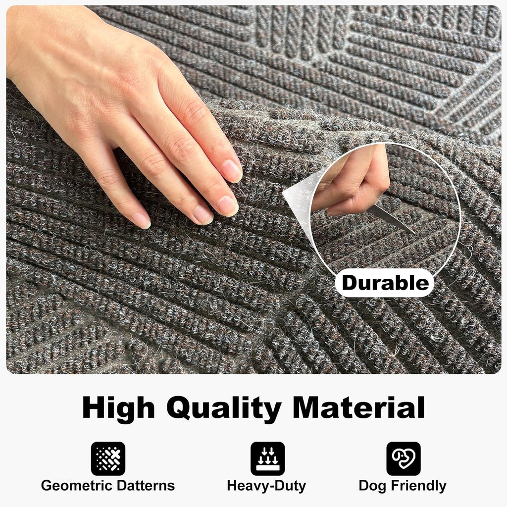 Heavy Duty Indoor Door Mat 24x36, Premium Geometric Entrance Mat with Non-Slip Rubber Backing, Large Low-Profile