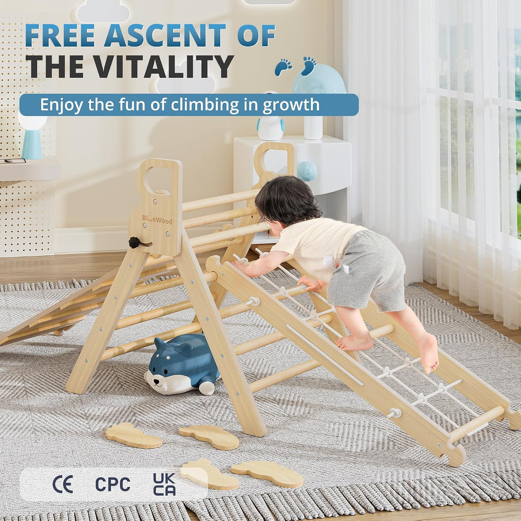 In-1 Triangle Set, Climbing Toys for Kids Natural Rustic