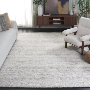 Metro 8' x 10' Dark GreyIvory Handmade Premium Wool Dining Area Rug