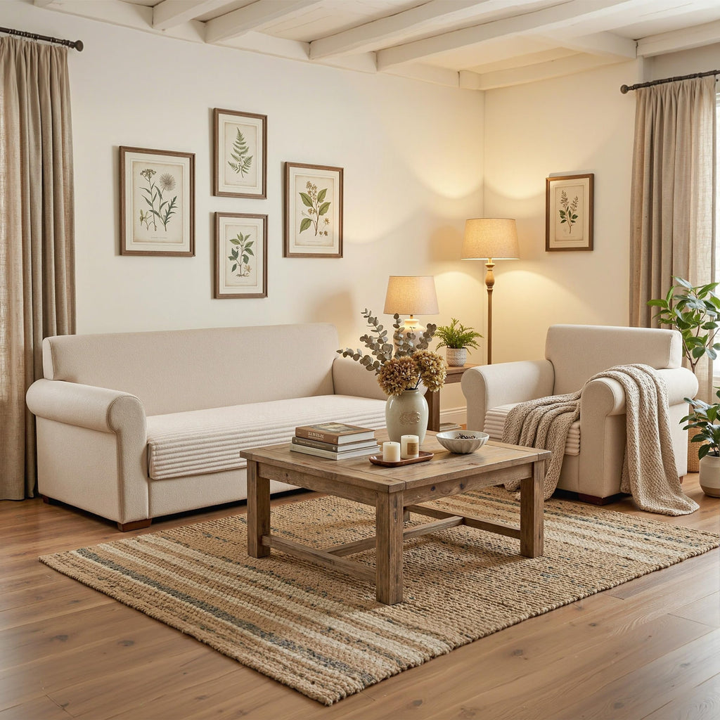Couch Covers for Sectional Sofa, Khaki, 35"x63"+35"x63"