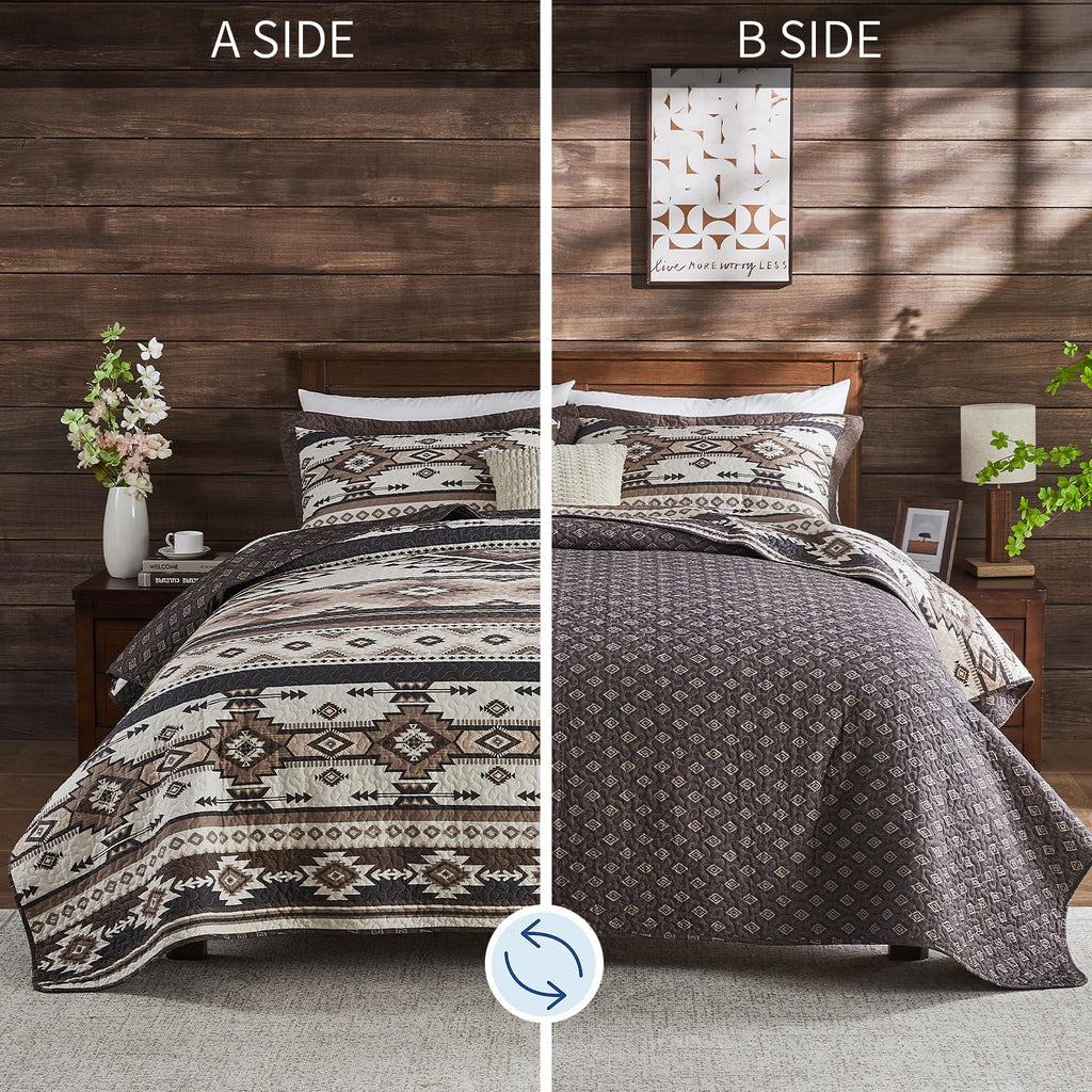 Traditional Quilt - 3 Pieces Rustic Aztec Bedding Sets