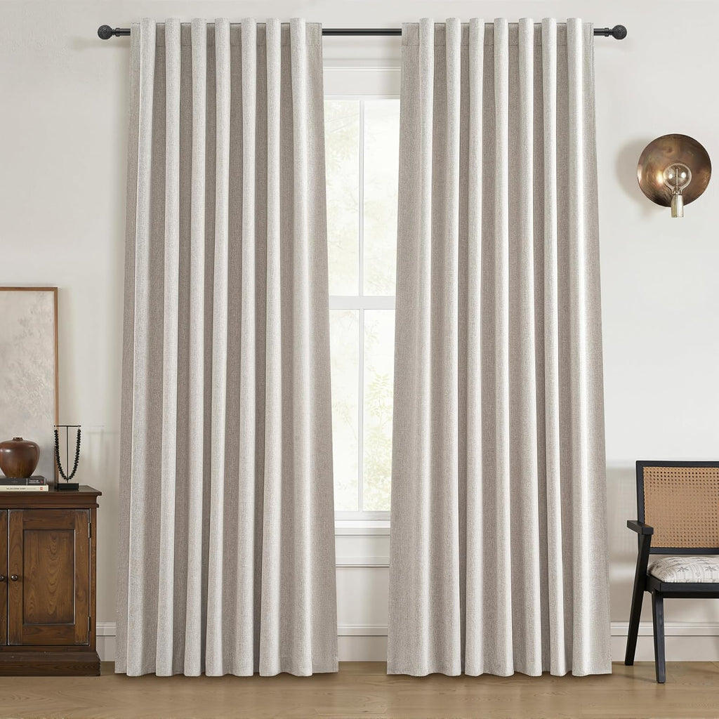 Black Out 96 Inch Long Boho Curtains 2 Panel Set, Farmhouse Curtains for Living Room Darkening/Thermal/Noise
