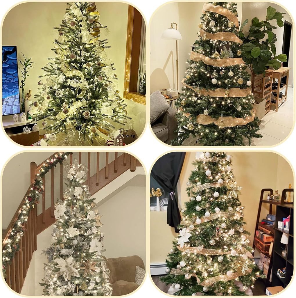 Christmas Balls Ornaments,60MM Gold&White Painted Shatterproof Festive Wedding Hanging Ornaments Christmas Tree - Set of 30
