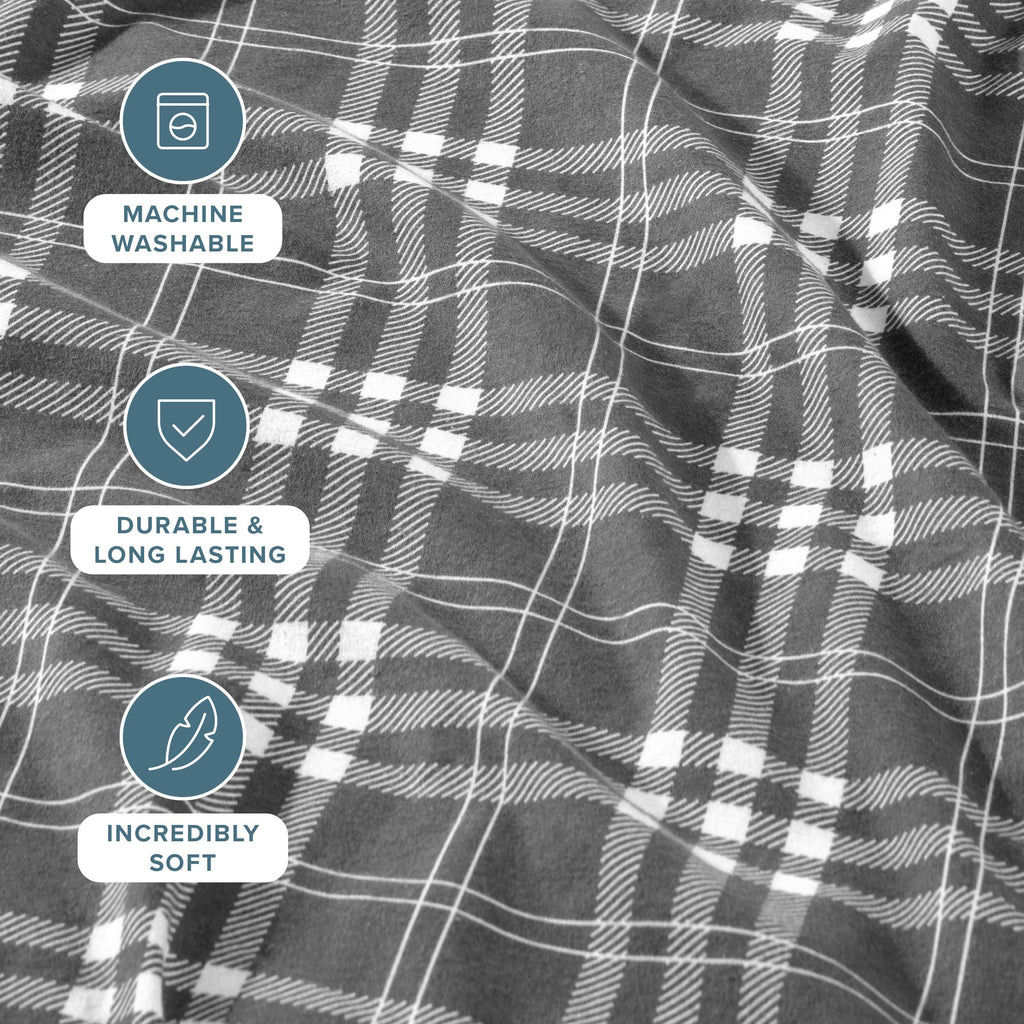 Flannel Sheet Set Prints (Stirling Plaid - Grey/White)