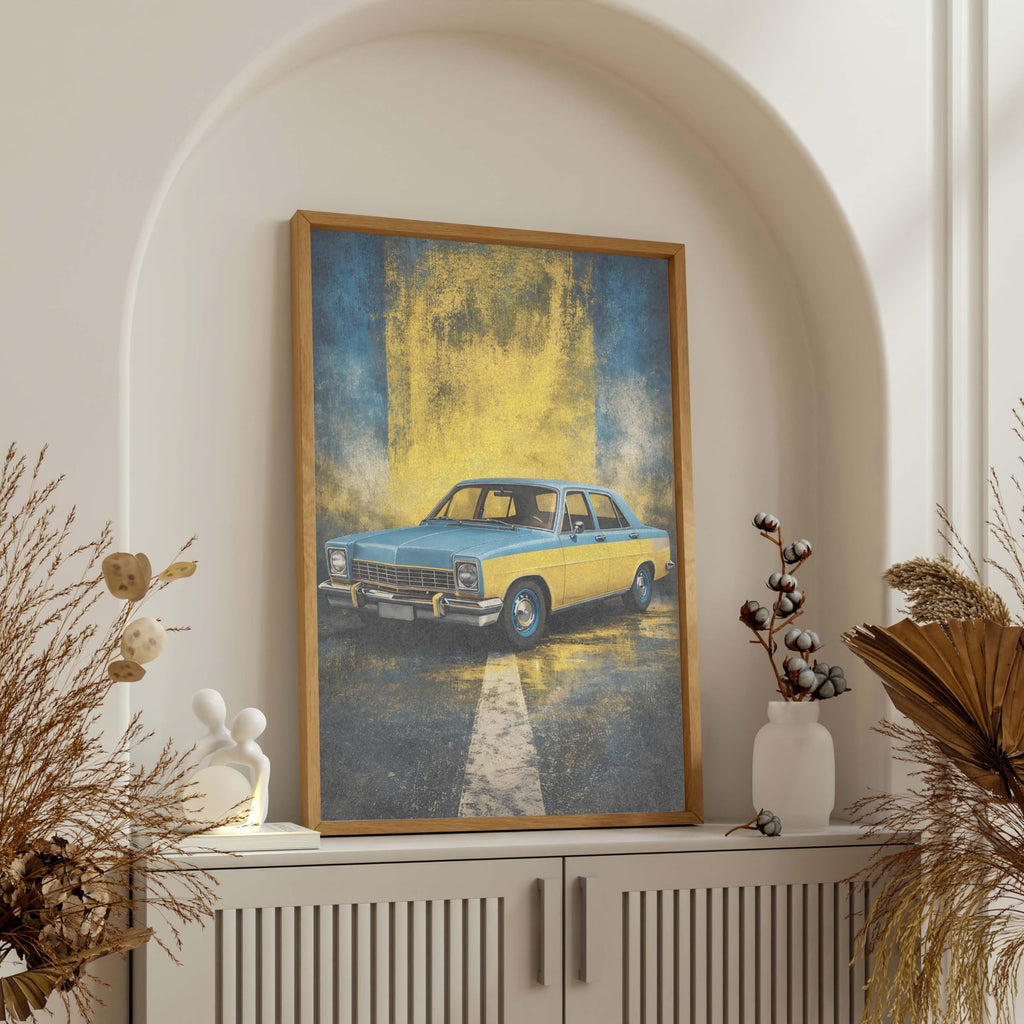 Old Sedan Vintage Car Poster Canvas Wall Art - Retro Classic Automobile Illustration for Garage, Office & Living Room