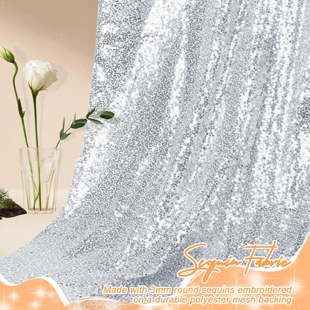 Silver Sequin Fabric by The Yard, 1 Yard, 48 Inch Wide