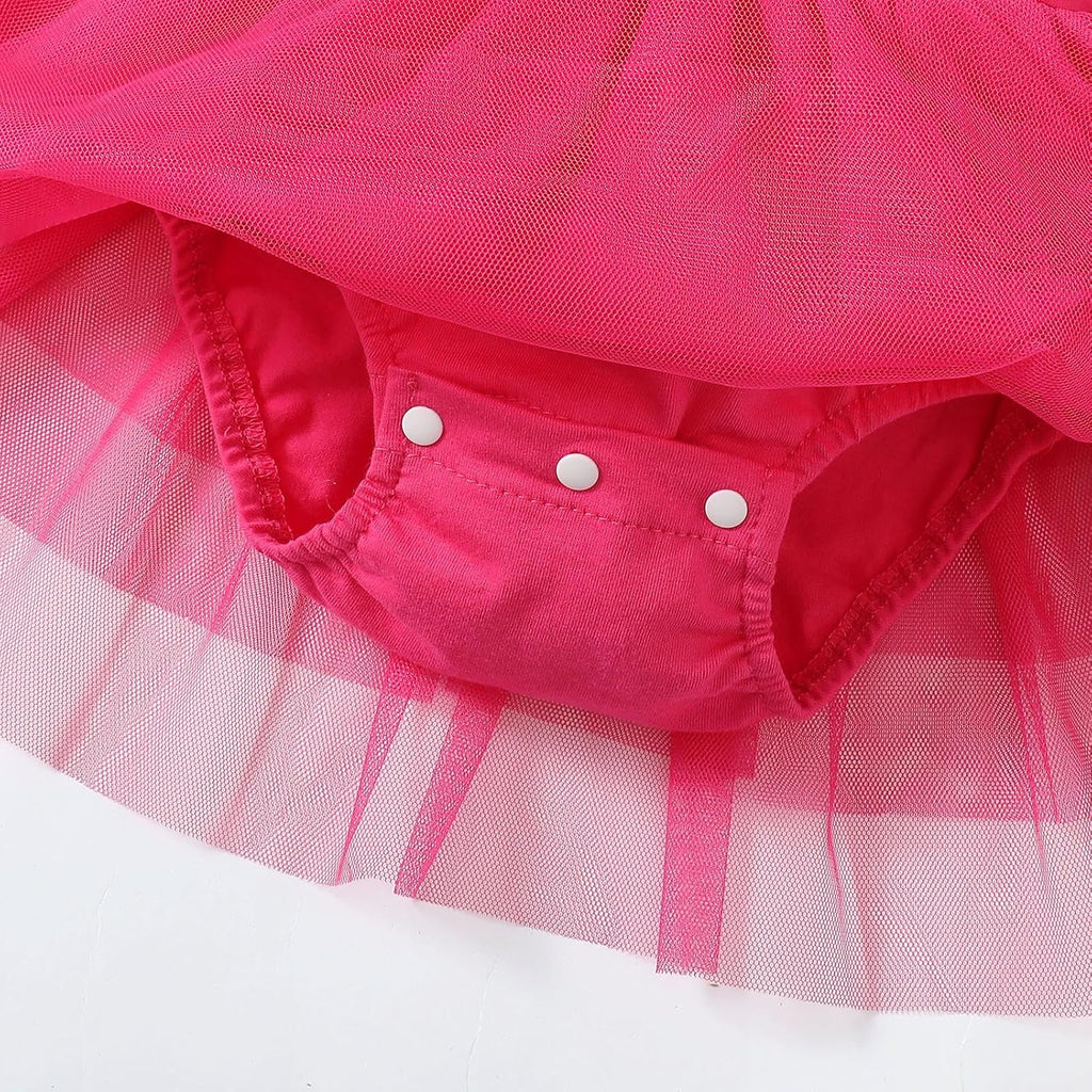 Baby Girls Tulle Romper Ruffle Long Sleeve Tutu Dress