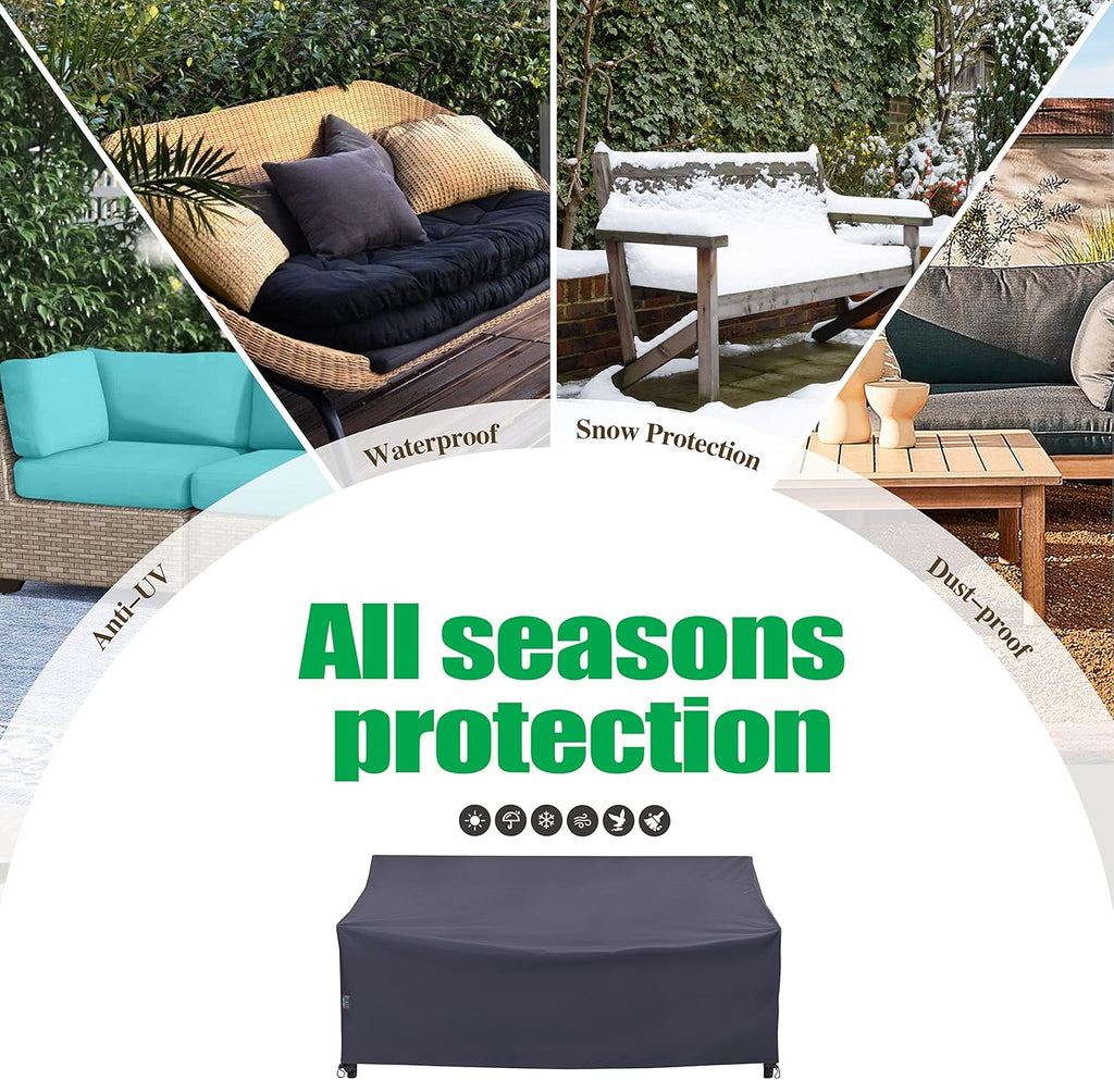 I Shape 3-Seater Patio Sofa Covers, Grey, 82"W x 39"D x 36"H | Heavy Duty Rip-stop Fabric With PU Coating, Durable