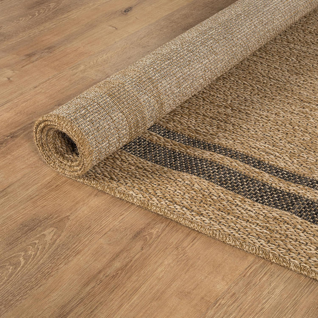 Easy Jute Bordered Rug 8x10 Washable Durable Indoor Outdoor Area Rugs for Living Dining Room Patio Office Stain