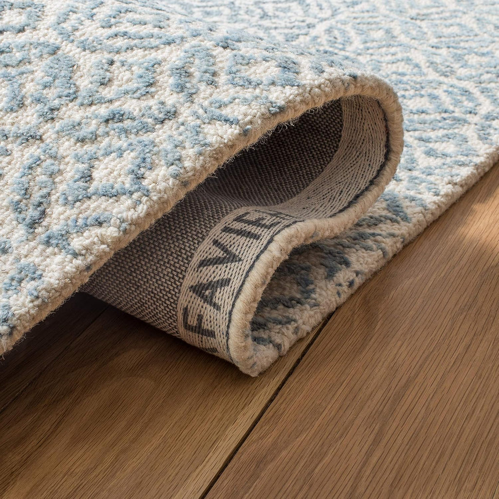 Area Rug 8x10 - Abstract - Large - Blue & Ivory, Handmade Wool